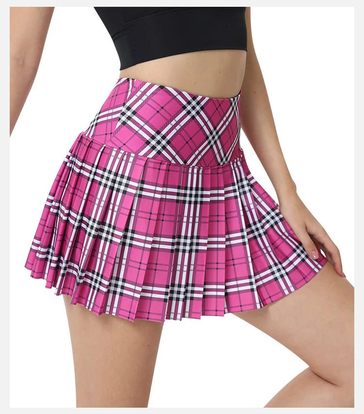 Nadanbao Plaid Tennis Dress Women Pleated Mini Skater Skirts High Waist Plaid Short Skirt Women's Summer New College Style - Daisan Mart