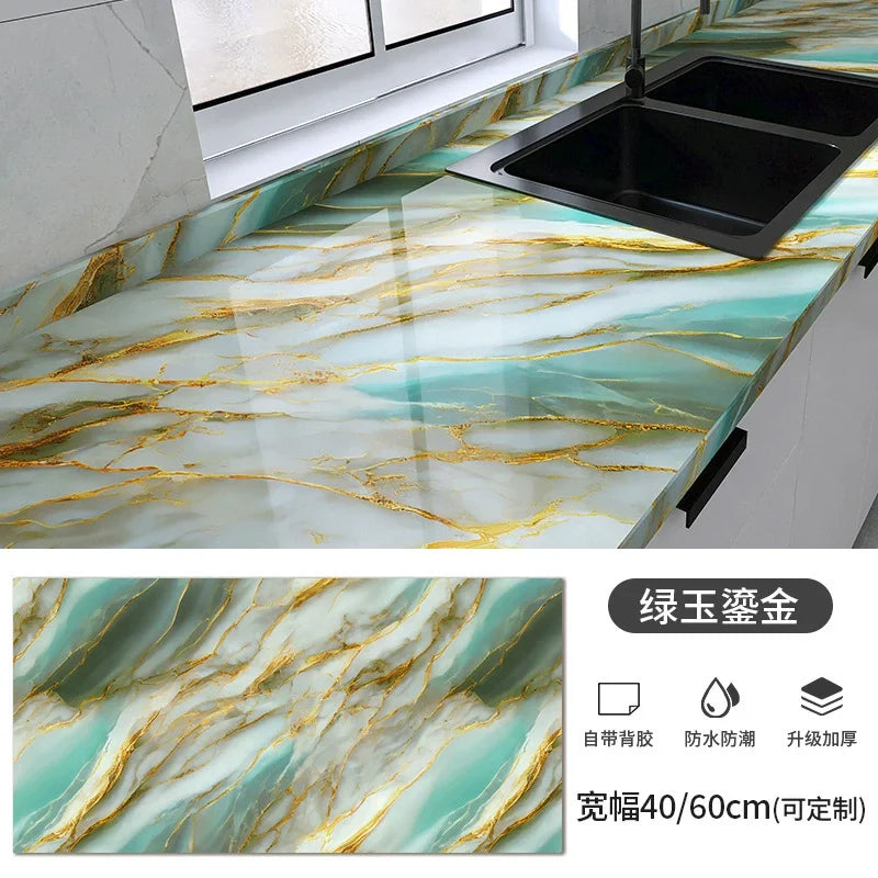 60cm Marble Vinyl Film Self Adhesive Wallpaper Bathroom Kitchen Cupboard Countertops Contact Paper PVC Waterproof Wall Stickers