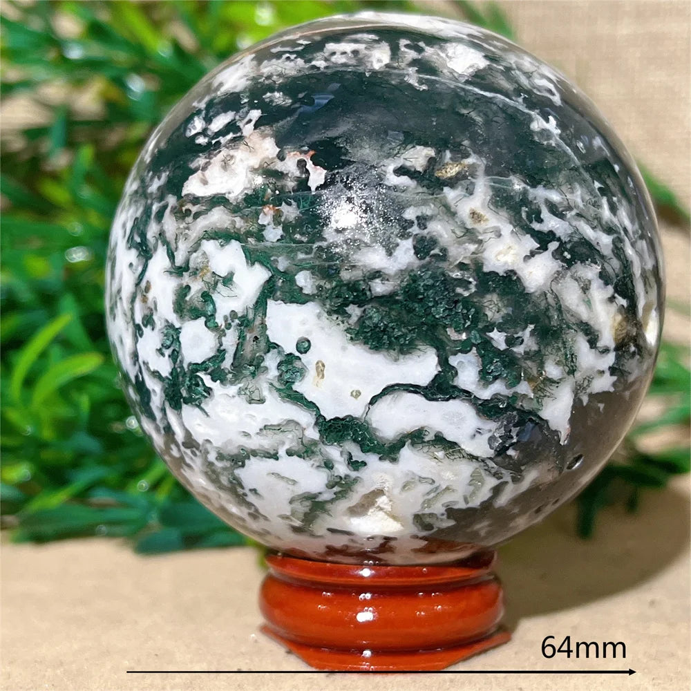 Moss Agate Ball - Spiritual Power &amp; Decoration