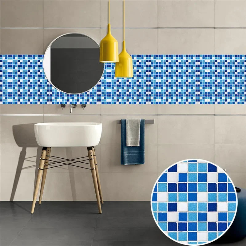 10pcs/set Marble Mosaic Tiles Wall Sticker Transfers Flat Covers for Kitchen Bathroom Stitching Stickers Self-adhesive Removable