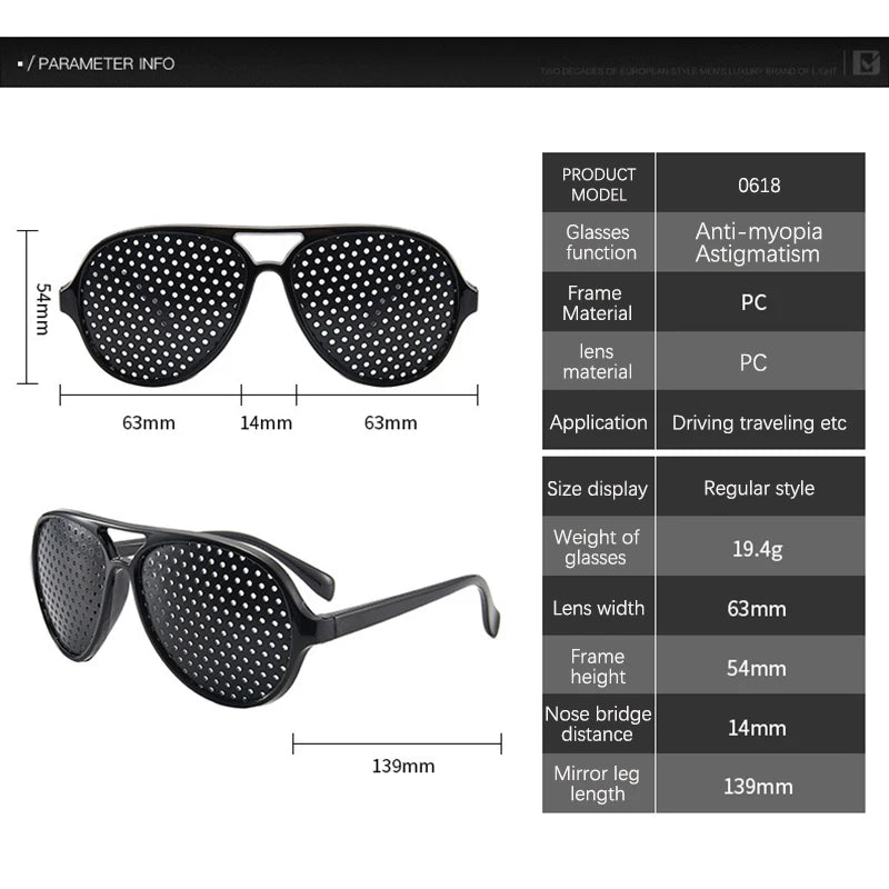 Eyesight Improvement Eyewear Vision Care Wearable Corrective Glasses Improver Stenopeic Pinhole Glasses Anti-fatigue Protection