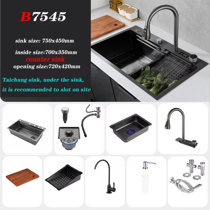 Gunmetal Gray Smart Sink LED Temperature With Faucet