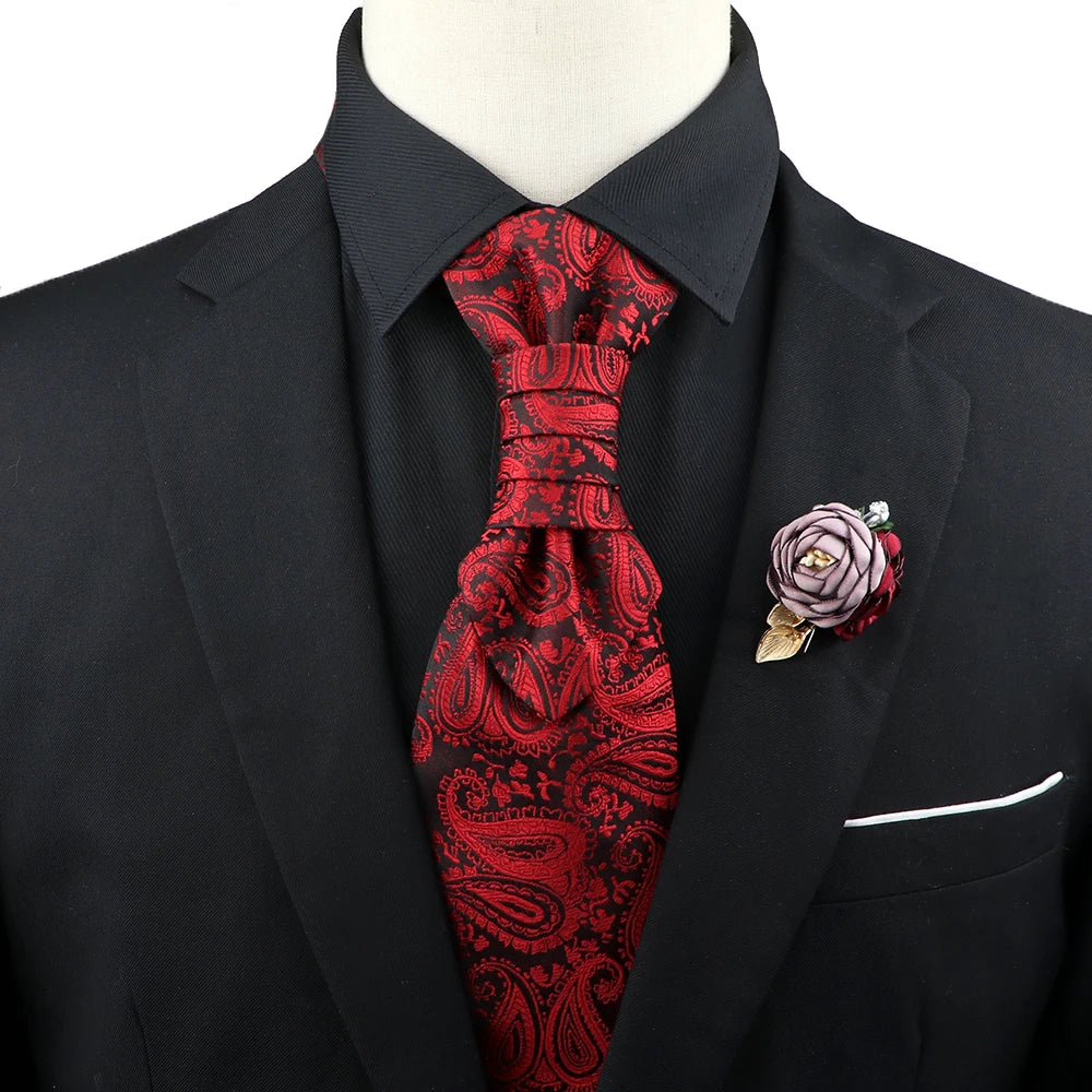 Premium luxury Paisley men's tie &amp; brooch