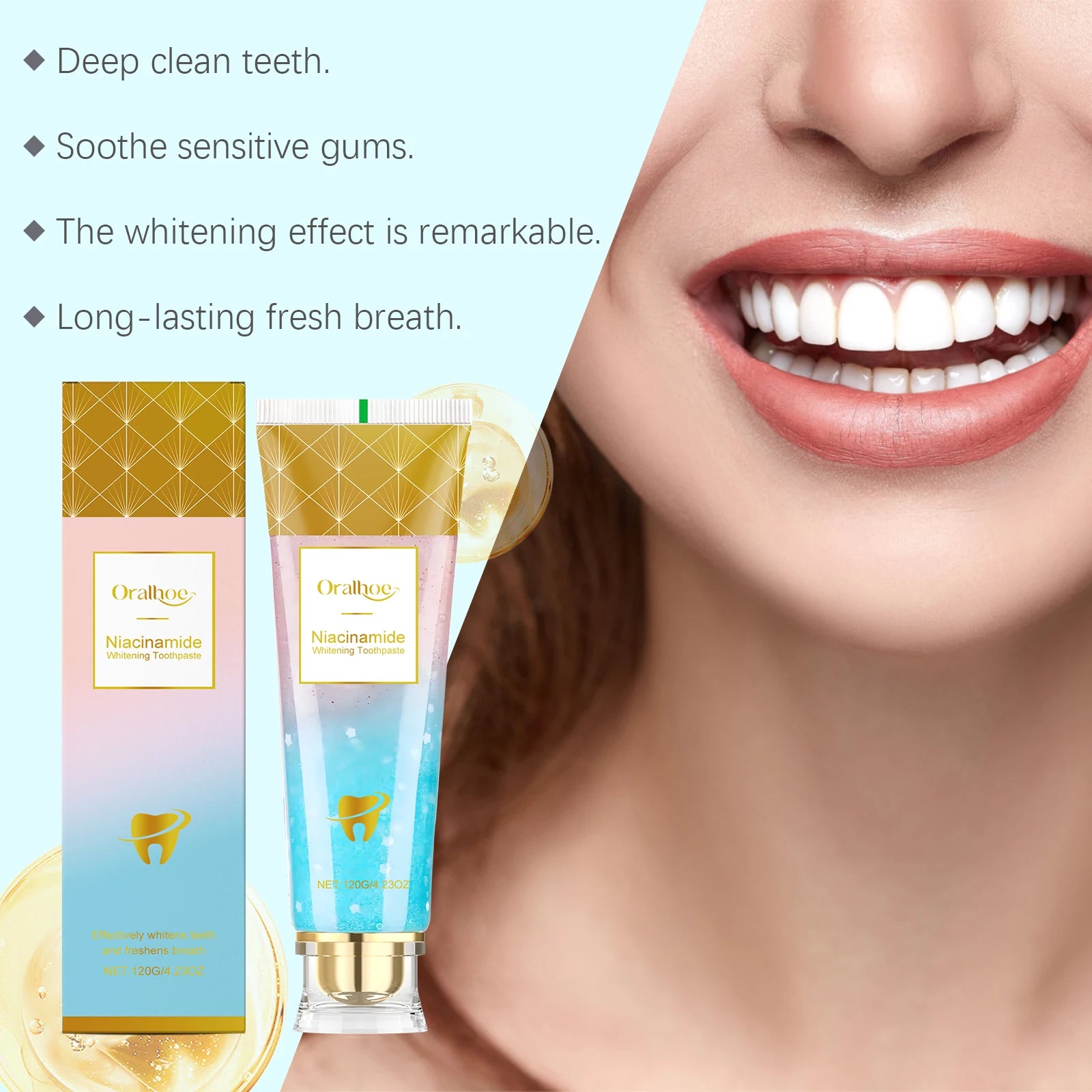 Niacinamide Whitening Toothpaste Dental Stains Removing Prevent Bad Breath Oral Cleaning Refreshing Reduces Plaque Toothpaste - Daisan Mart
