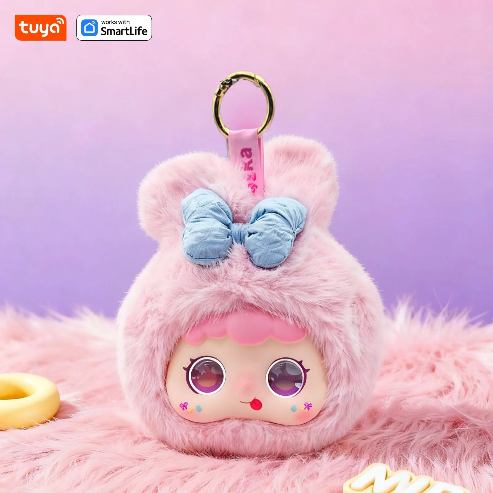 Rabbit: AI Plush Robot w/LED Eyes&Voice Control,Interactive Smart Toy USB Rechargeable Companion for Kids Gifts/Smart Home-Pink - Daisan Mart