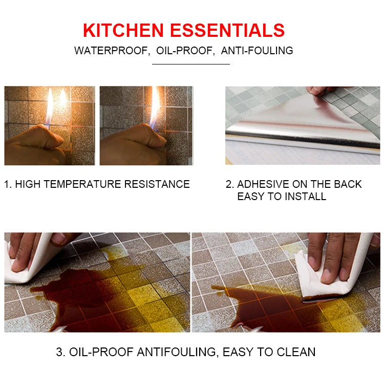 Decal Dán Tường Chống Thấm, Chống Dầu, Chống Cháy Bếp
