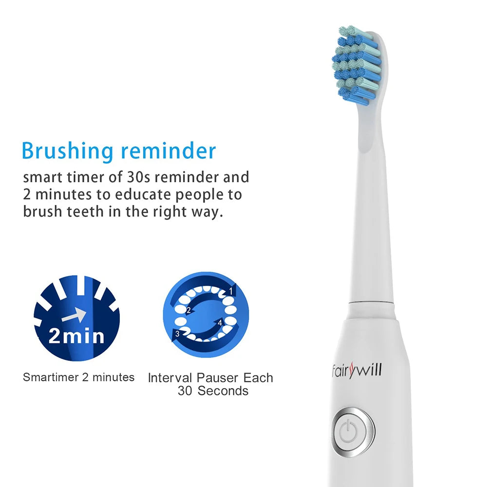 Fairywill Electric Sonic Toothbrush FW-507 USB Charge Rechargeable Adult Waterproof Electronic Toothbrushes Replacement Heads s
