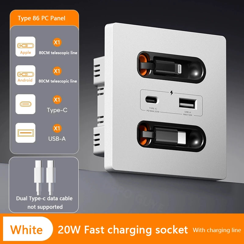 20W Smart Power Outlet Fast Charging USB-C Multi-Function