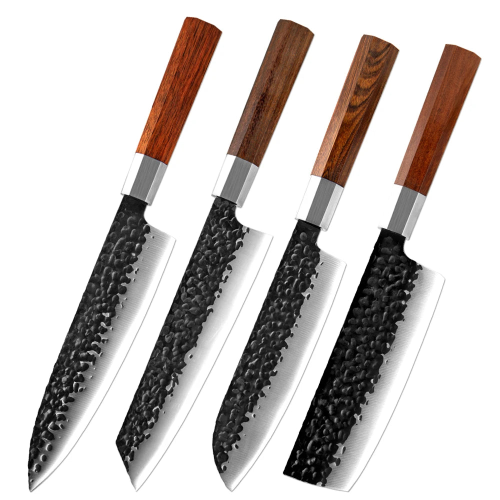 Bộ Dao Nhà Bếp XITUO, Thép Carbon Cao, Tay Cầm Bát Giác