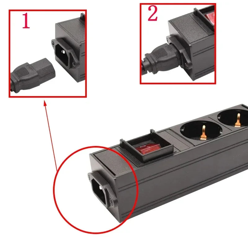 Ổ Cắm PDU Nhôm Tủ Điện 2-10 Ổ Chuẩn Đức Có Công Tắc - Daisan Mart