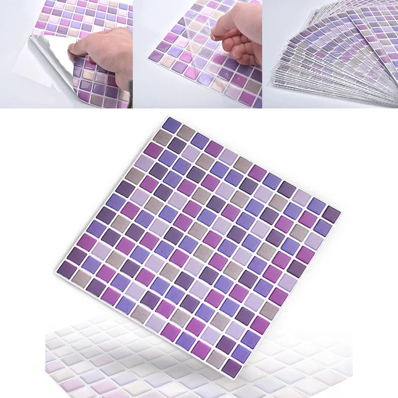 Crystal Mosaic Tile Wall Sticker 5/10PCS 3D Self Adhesive Waterproof DIY Backsplash Wallpaper Bathroom Kitchen Home Decoration