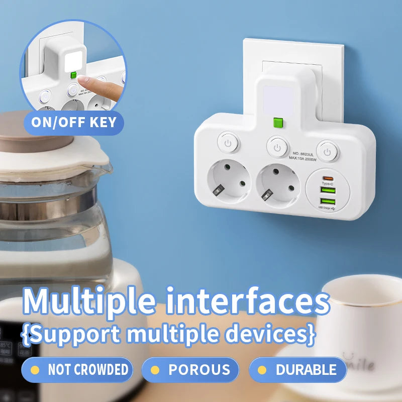 Ổ Cắm Đa Năng USB Công Tắc Riêng Có Đèn Báo