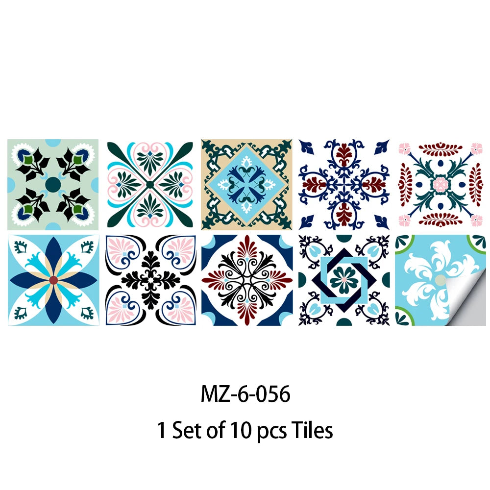 10pcs Blue &amp; Gray Matte Surface Wall Sticker Film For Tiles /Ground in Kitchen Backsplash Floor PVC Art Wallpaper Peel &amp; Stick