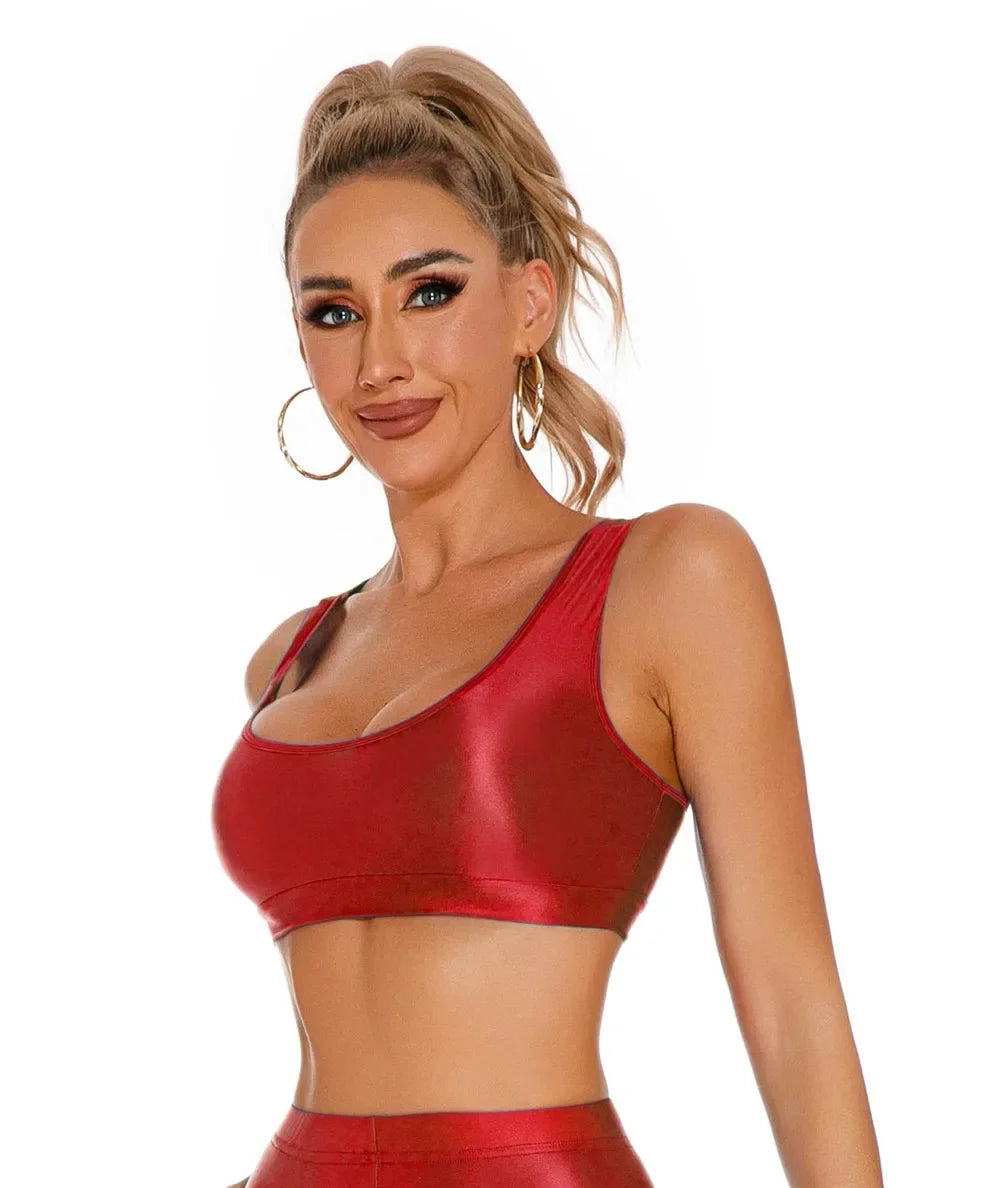 Women's Sexy Crop Top Bodycon Sports U-Neck