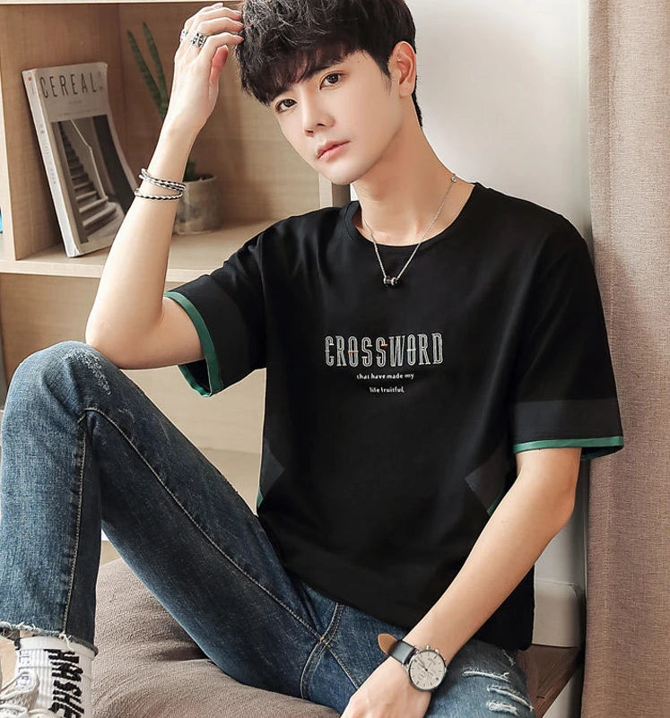 Men's Quick Dry Vintage Letter Korean Style T-Shirt