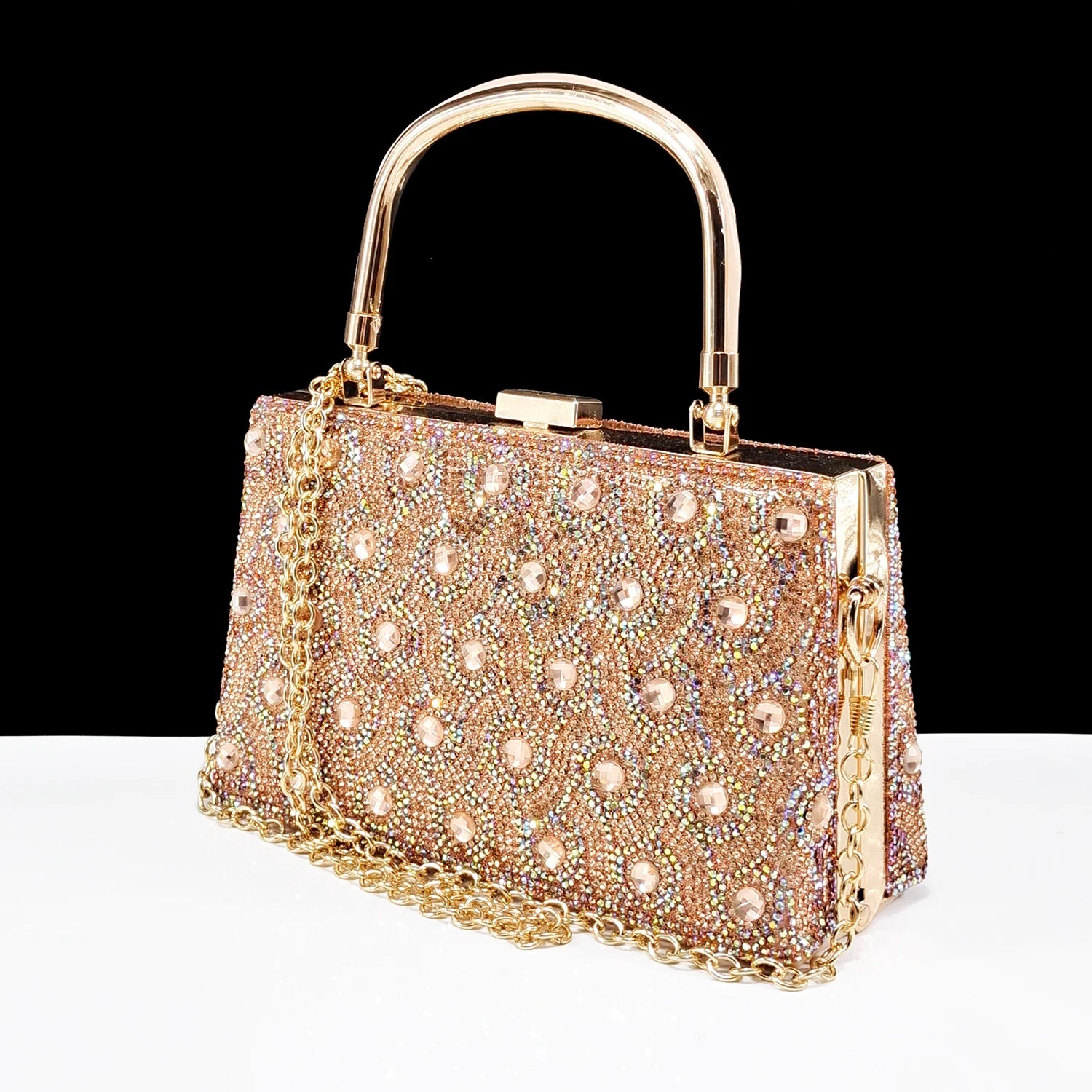 2024 Rhinestone Shoes and Bag Set - Trendy Green