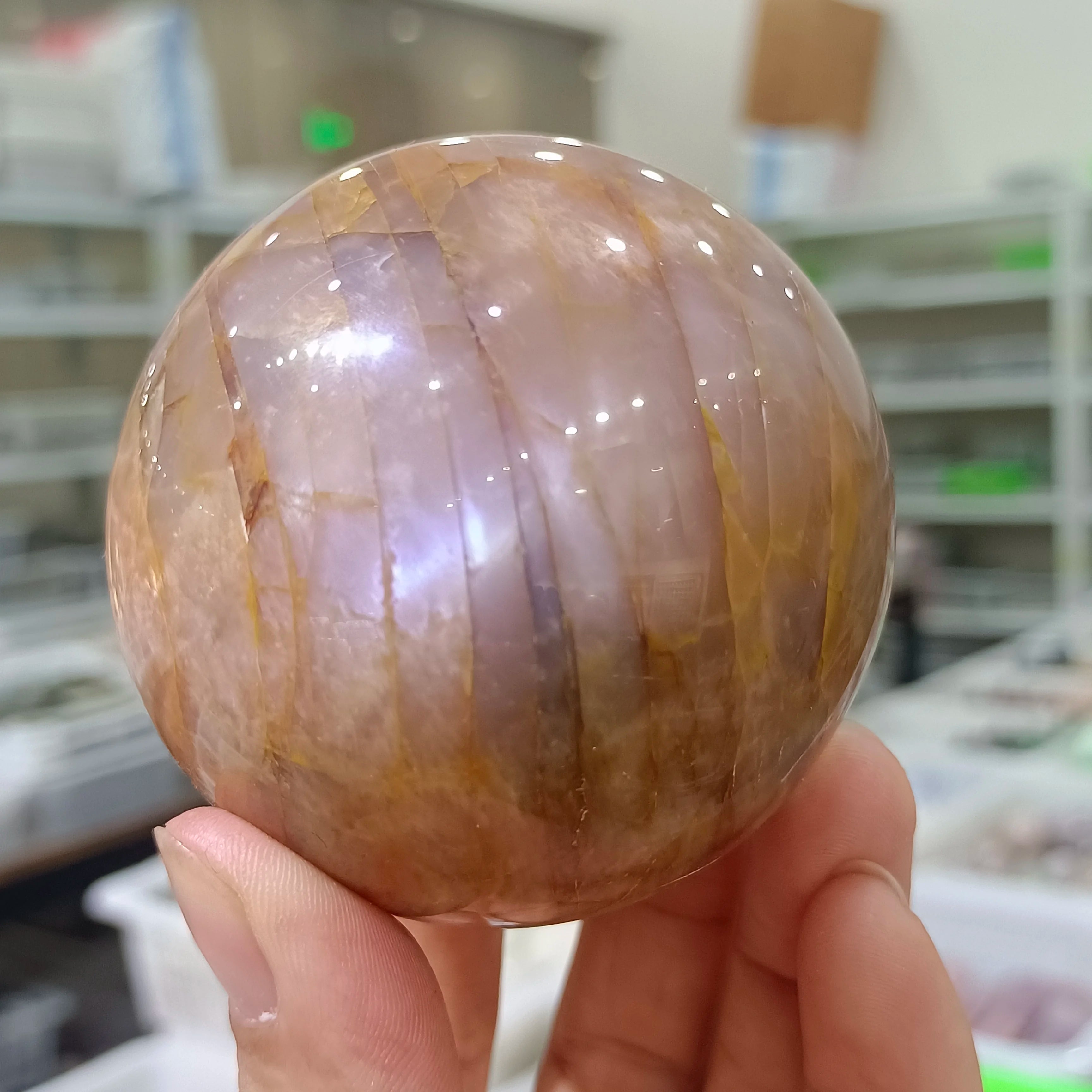 Natural Orange Moonstone Ball Therapy Decor