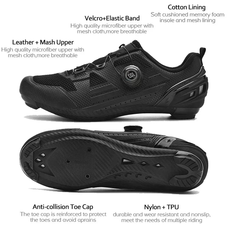 Men's and Women's MTB Racing Cycling Shoes Auto-Lock 2024 White