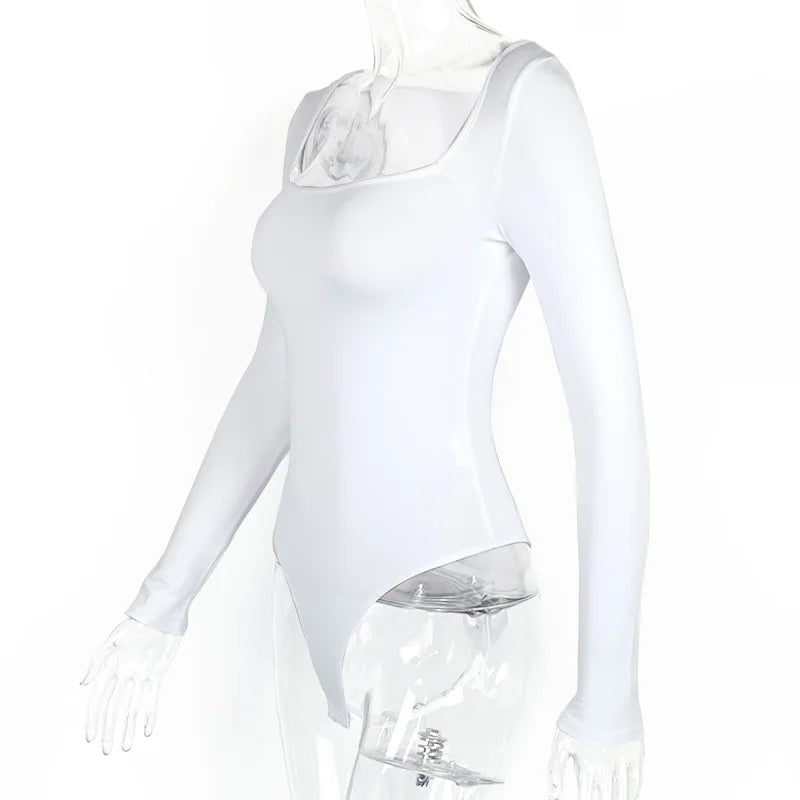 Women's Bodysuit Long Sleeve Square Neck Warm Fur Lining