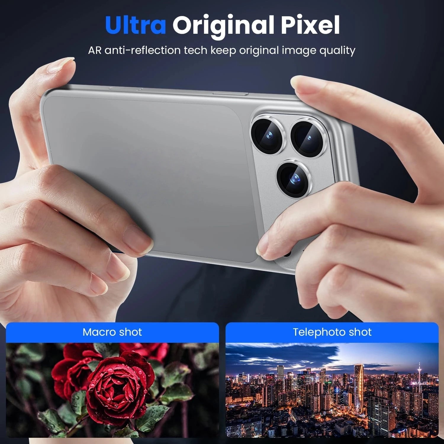 For iPhone17 Pro Max Mobile Phone Camera Lens Protector - [Strong Adhesion] Metal Aluminum Alloy Tempered Glass, Silver Titanium