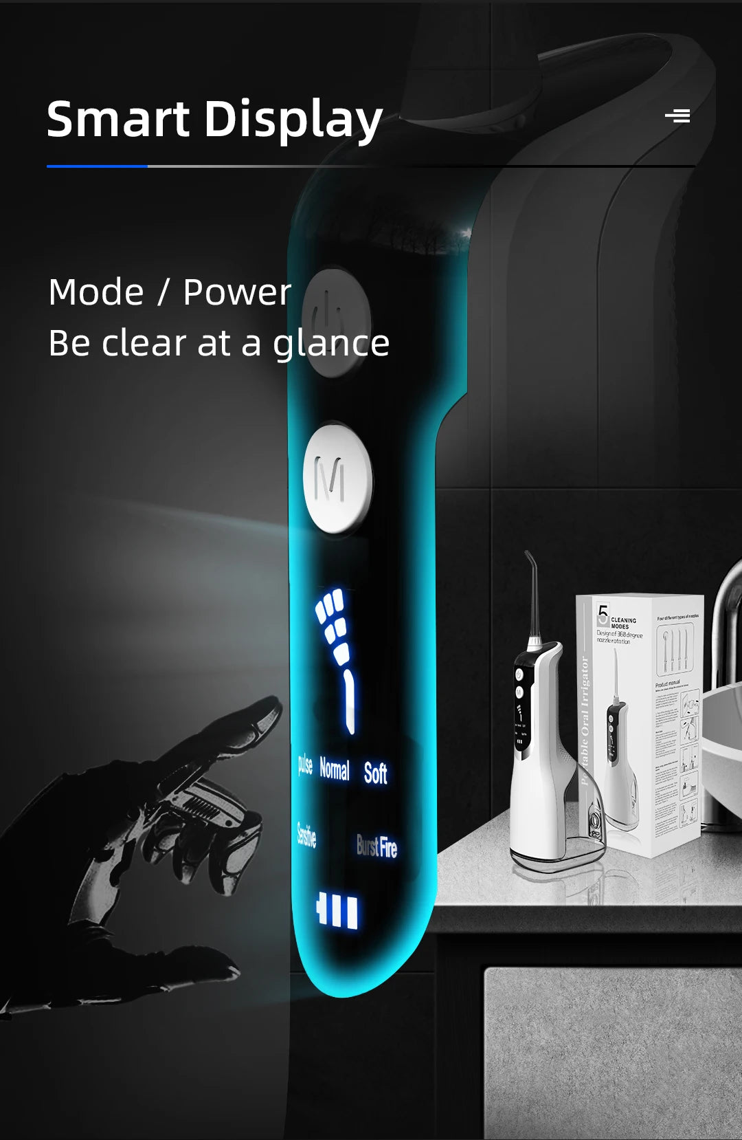 Máy Tăm Nước 5 Chế Độ IPX7 Làm Sạch Răng 330ML - Daisan Mart