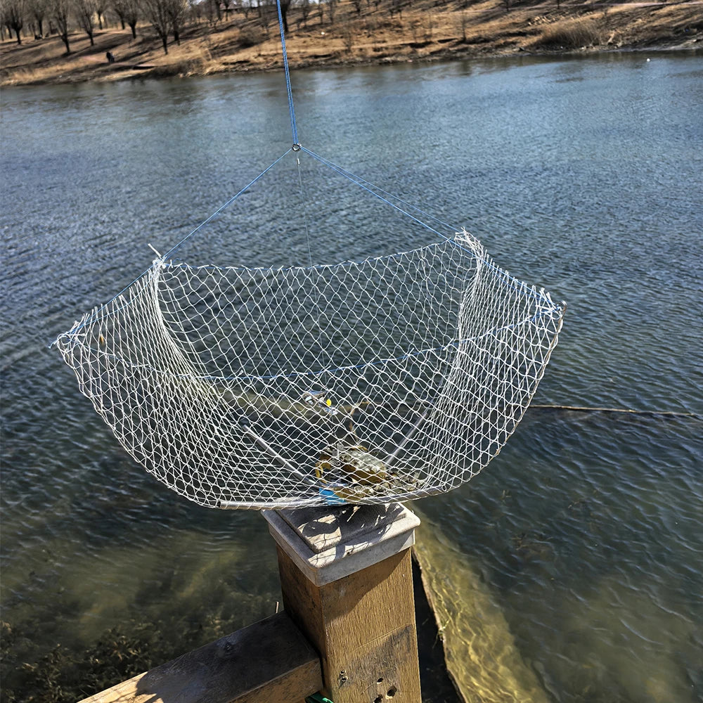 1 pc spring contracting crab cage, stainless steel wire anti bite fishing net, bait cage for catching lobsters and crabs