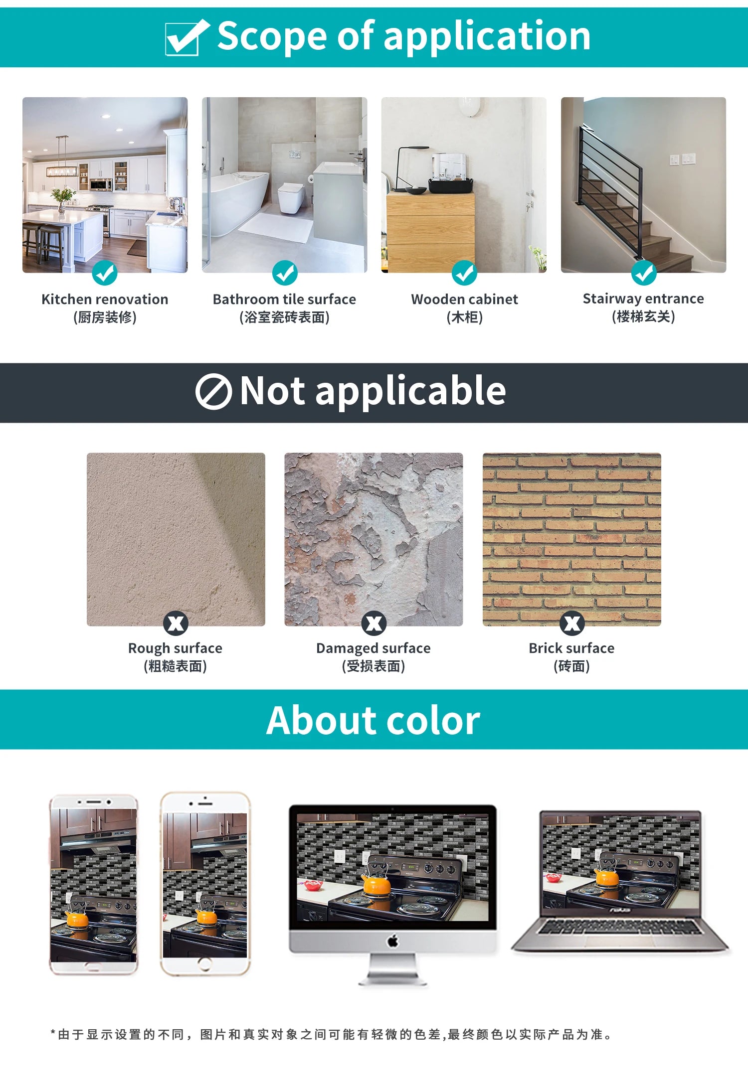 Waterproof Self Adhesive Removable 3D DIY Modern Grayish White Marble Tile Wall Sticker Bathroom Kitchen Cupboard Home Decor