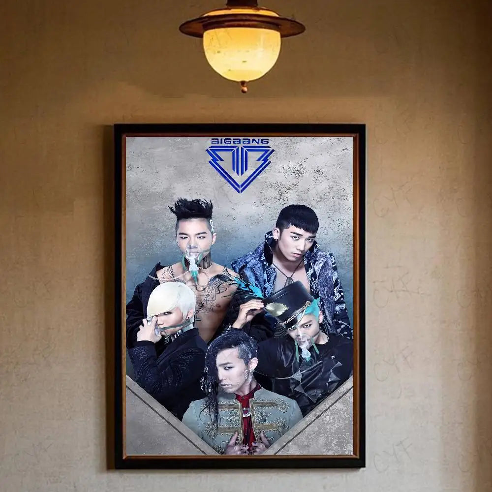 1PC Korean Pop Band B-BIGBANG Poster Waterproof Wall Art Sticker For Bar Living Vintage Room Decor High Quality Print Gift