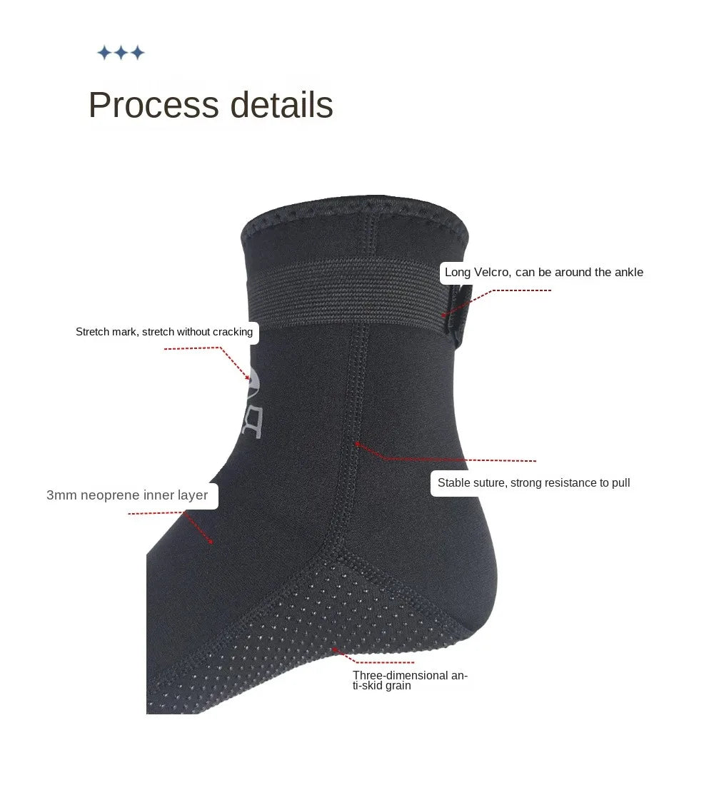 3mm Neoprene Socks Wetsuit Shoes Non Slip Surf Swim Fins Socks Warm Beach Boots for Snorkeling Diving Water Sports