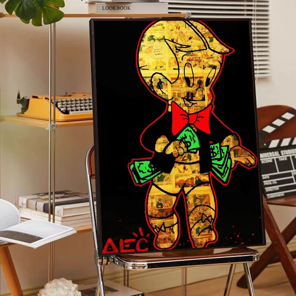 Alec Monopoly Graffiti Art Money Good Quality Prints and Posters Waterproof Paper Sticker Coffee House Bar Posters Wall Stickers