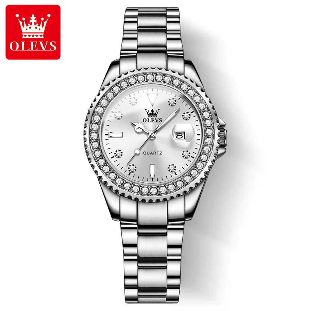 OLEVS 9945 luxury women's watch, studded with stones, date calendar