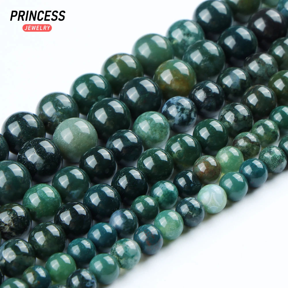 Hạt Đá Mã Não Xanh Ấn Độ Tự Nhiên Làm Trang Sức