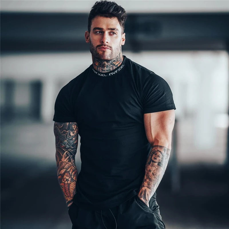 Men's Gym T-shirt Cotton Bodycon Cool 2024