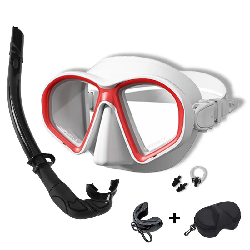 Professional Wet Low Volume Freediving Mask, Tempered Glass dive Mask, J-Type Diving Mask, Snorkel Set,buceo,수영,스노클링,마스크