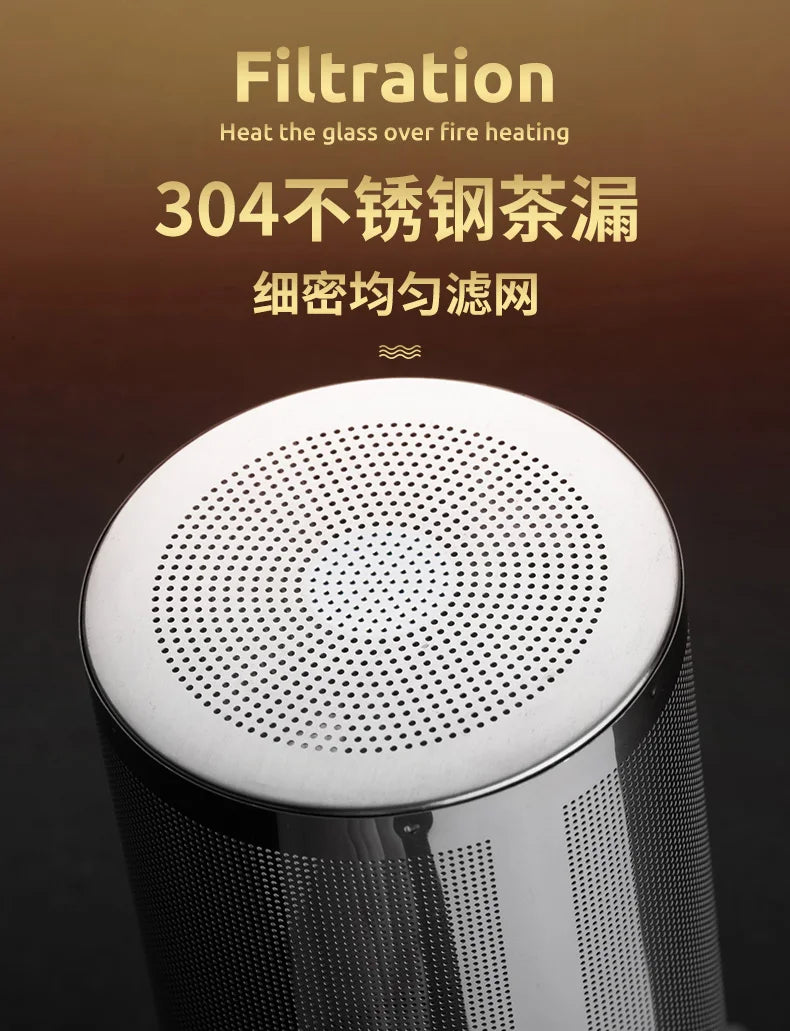 HMLOVE Heat Resistant Glass Teapot With Stainless Steel Tea Strainer Infuser Flower Kettle Kung Fu Teawear Set Puer Oolong Pot