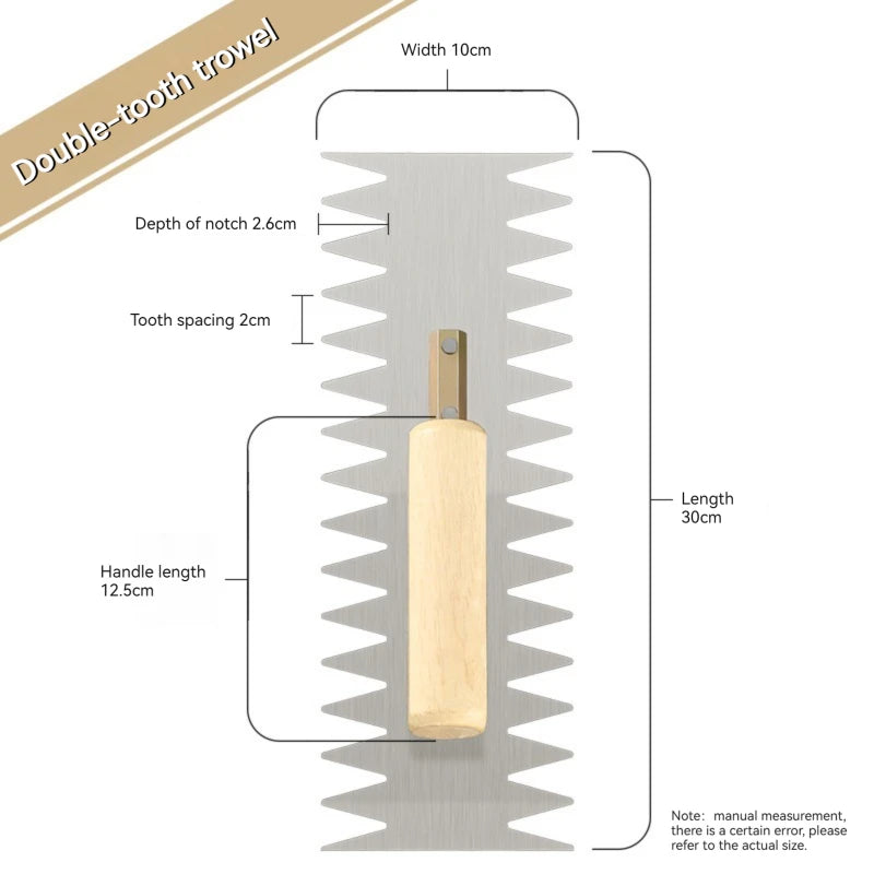 Serrated Trowel Tile Tiling Tool for Masons Workers Auxiliary Plastering Decoration Toothed Knife Ceramic Widened Large Boards