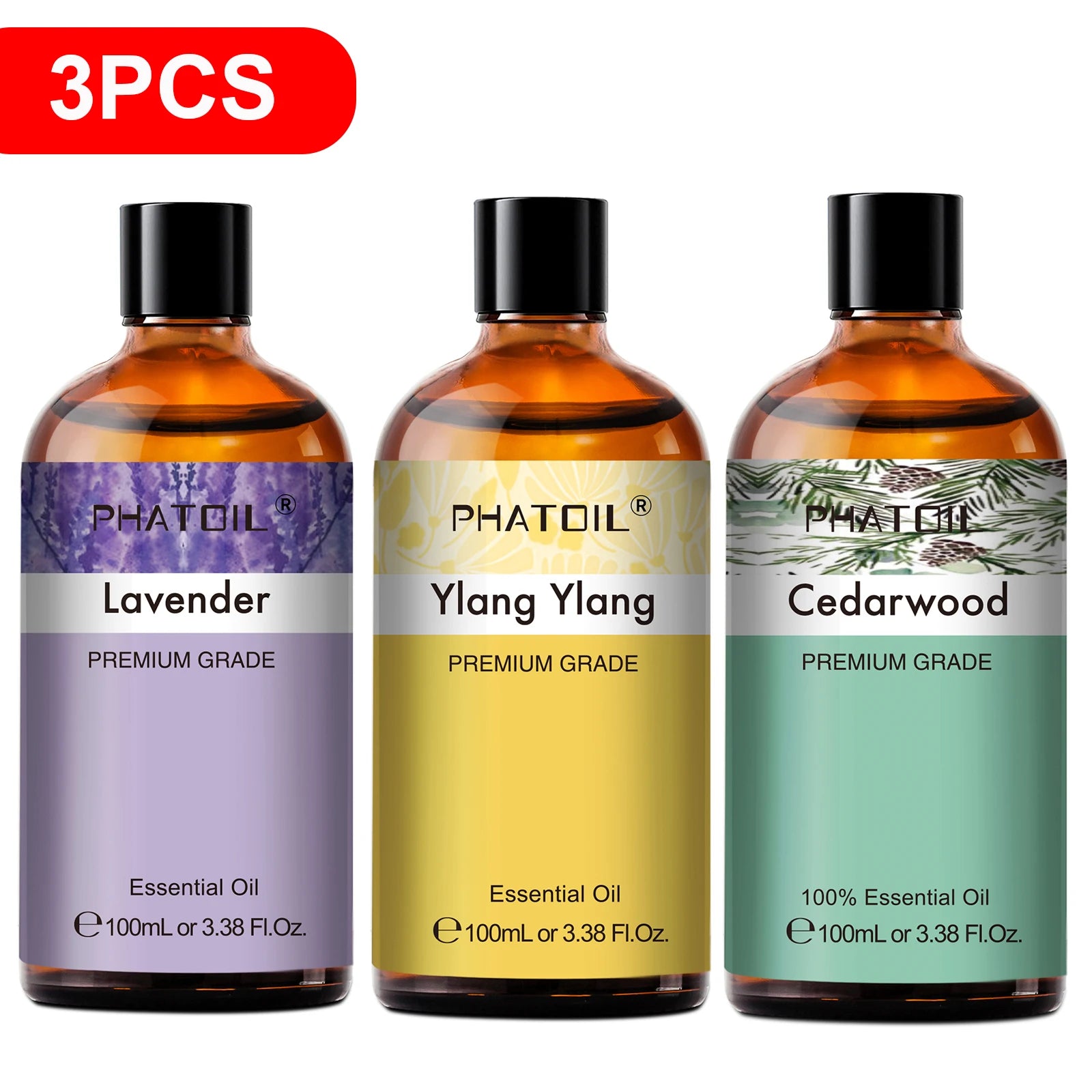 PHATOIL 100ML Eucalyptus Rose Essential Oils Lavender Indian Sandalwood Bergamot Cinnamon Lemongrass Essential Oils For Skin - Daisan Mart
