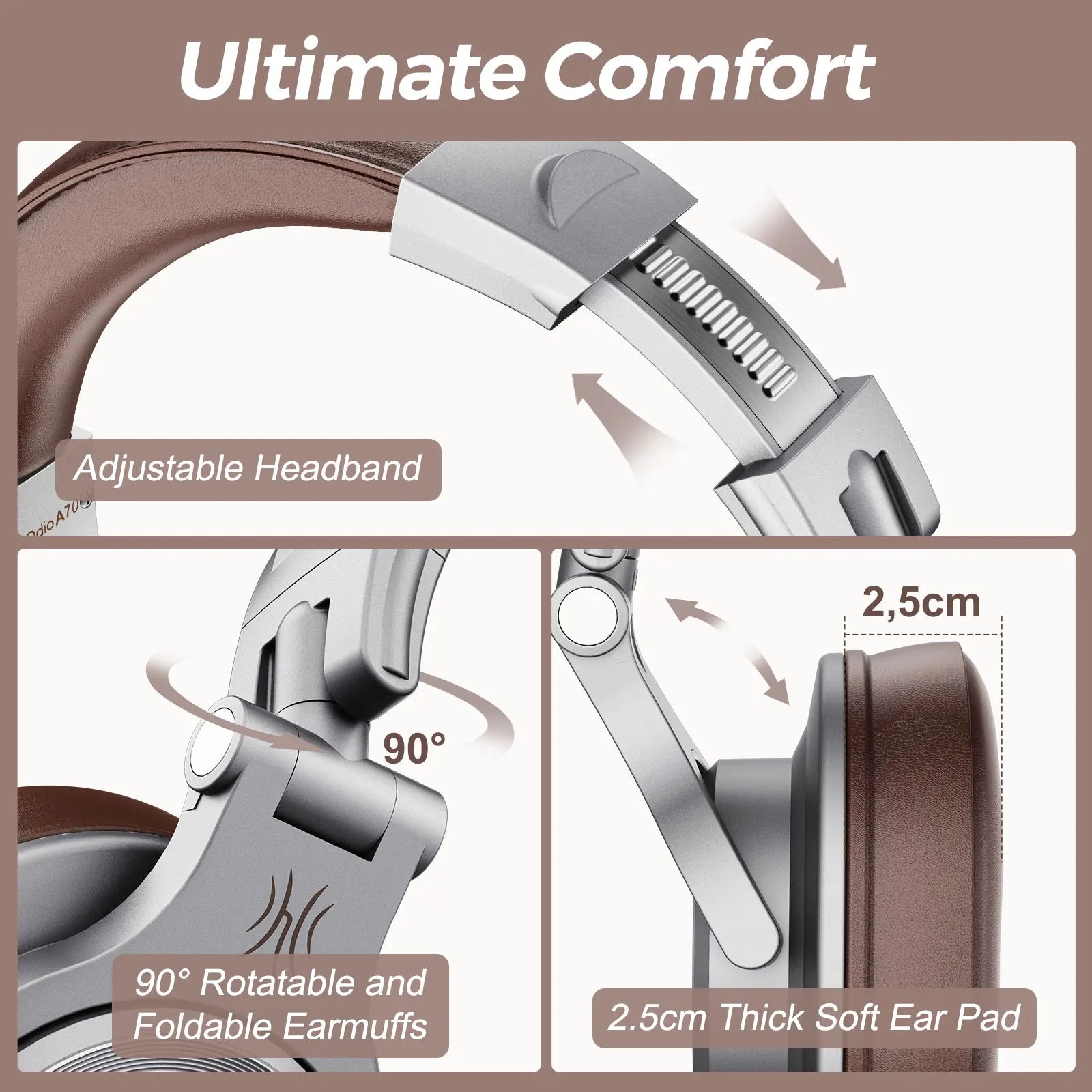 Oneodio Fusion A70 Bluetooth Headphones Hi-Res Audio Over Ear Wireless Headset Professional Studio Monitor DJ HiFi Headphones