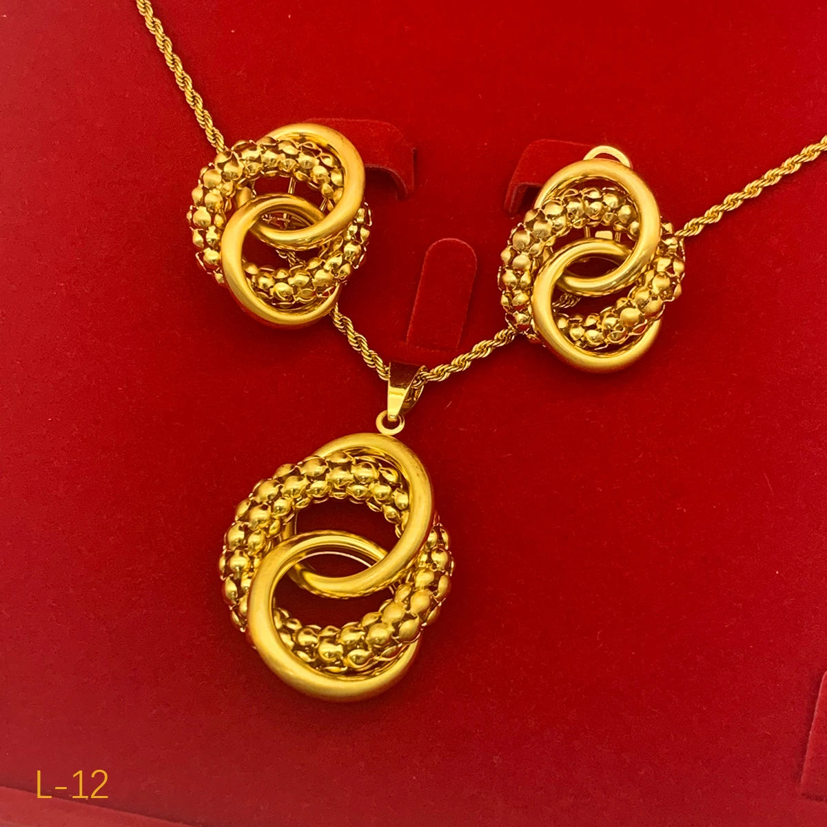 High-end 24K Indian Dubai Gold Jewelry Set for Party