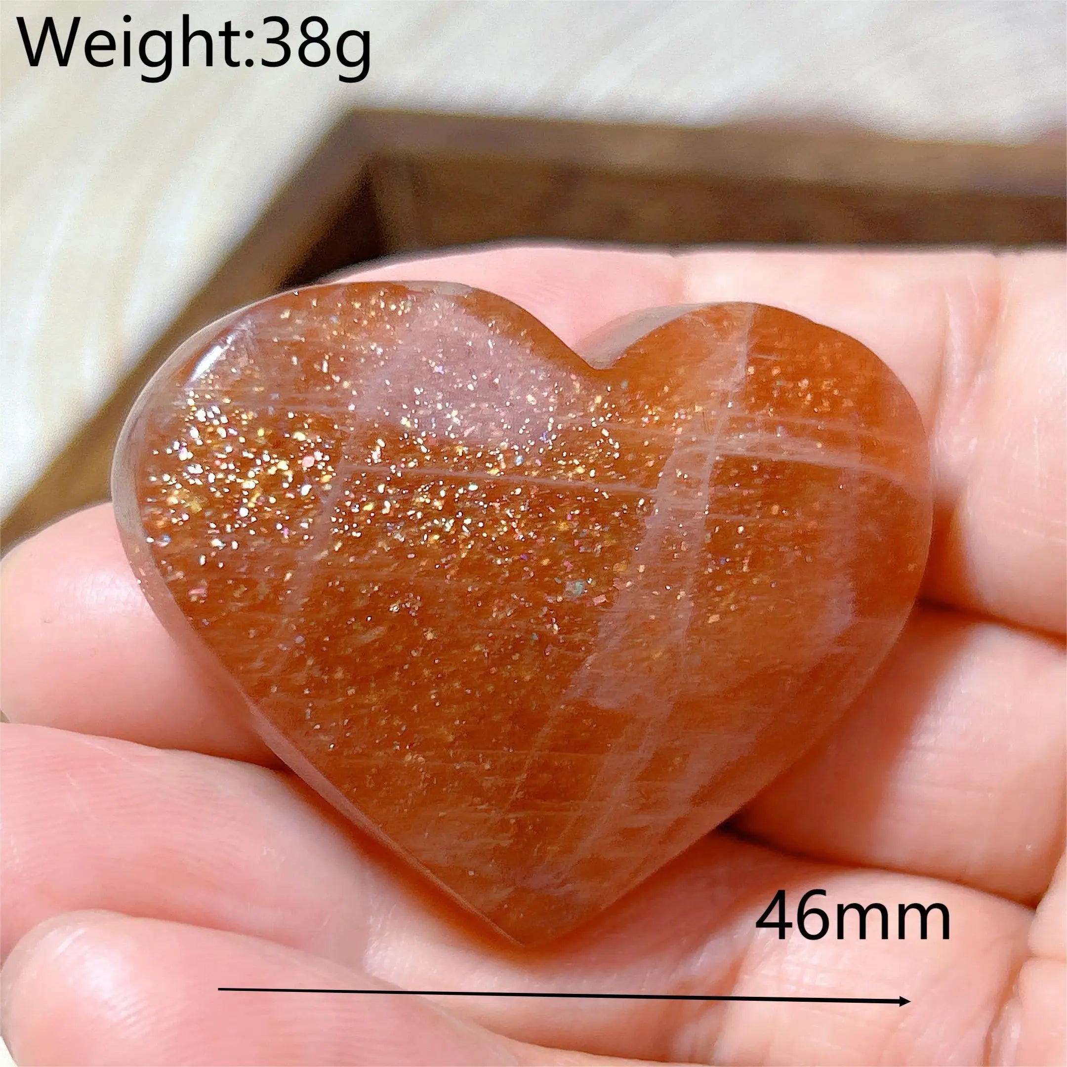 Natural Sunstone Heart Shaped Healing Decoration