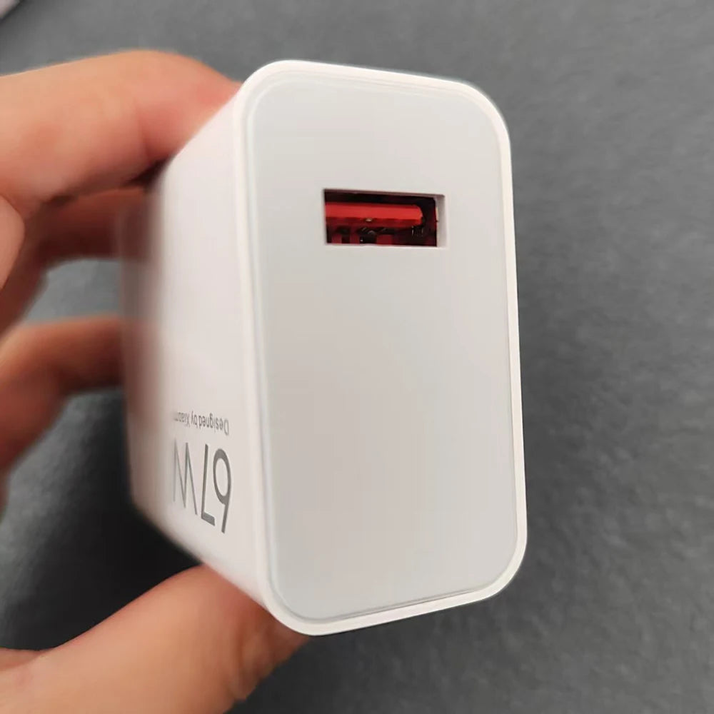 Xiaomi 67W EU Charger Turbo Fast Wall Charging Adapter for Mi 14 13 12 11 Pro PocoX7 Redmi Note 15 14 13 K60 Pro 6A Type C Cable