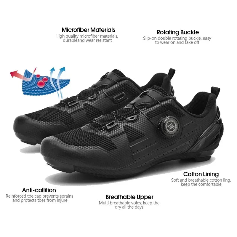 Men's and Women's MTB Racing Cycling Shoes Auto-Lock 2024 White