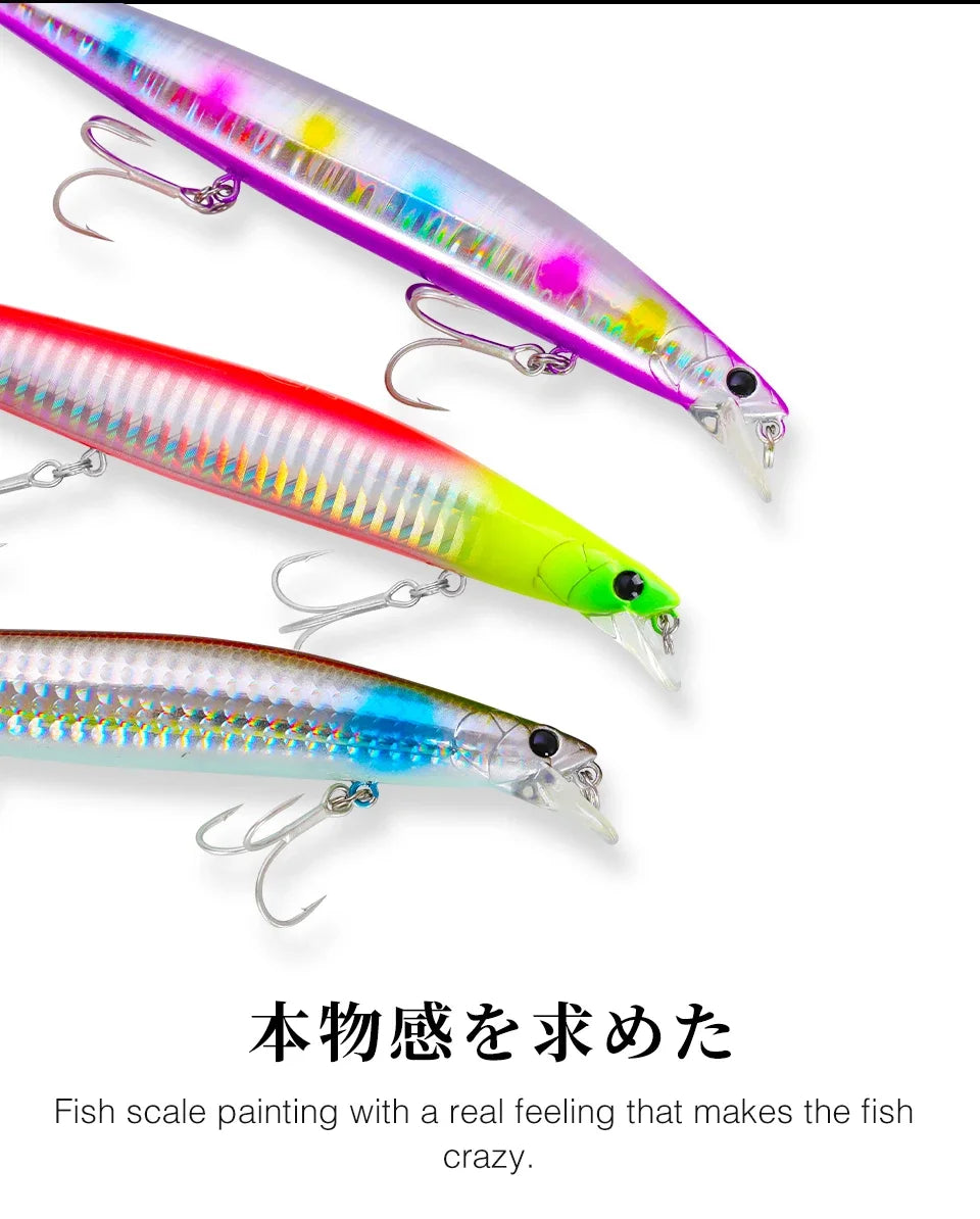 TSURINOYA Stinger 140S Fishing Lure Sinking Minnow DW92 140mm 26g Saltwater Seabass Ultra Long Casting Large Hard Baits Jerkbait