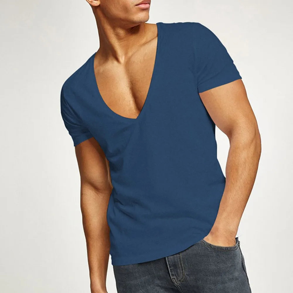 Áo Thun Nam Cơ Bản Hè V-Neck Tập Gym Thể Thao