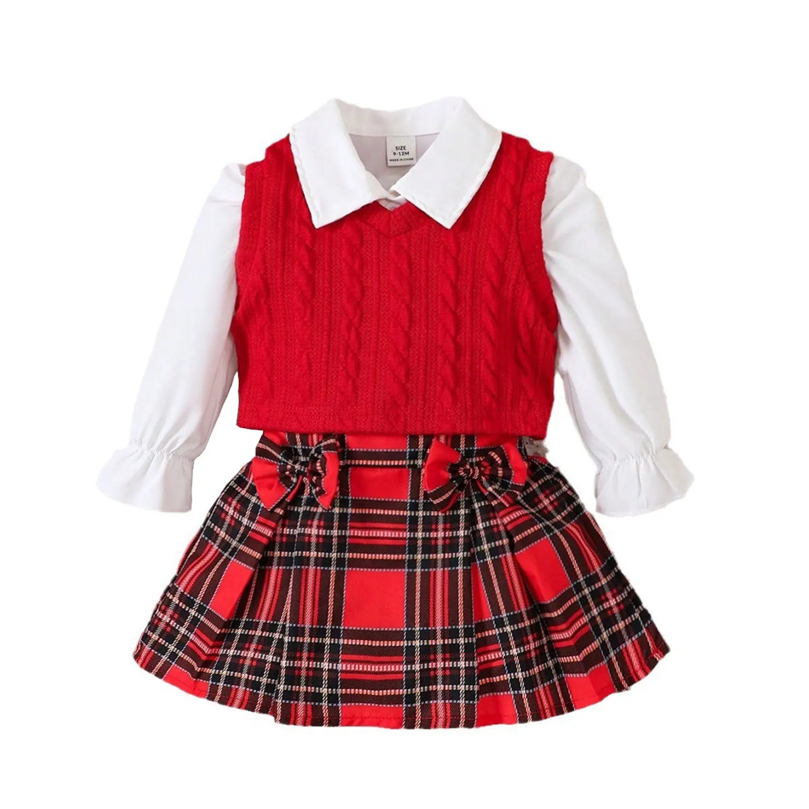 Cute Striped Puff Sleeve Baby Girl Dress Set