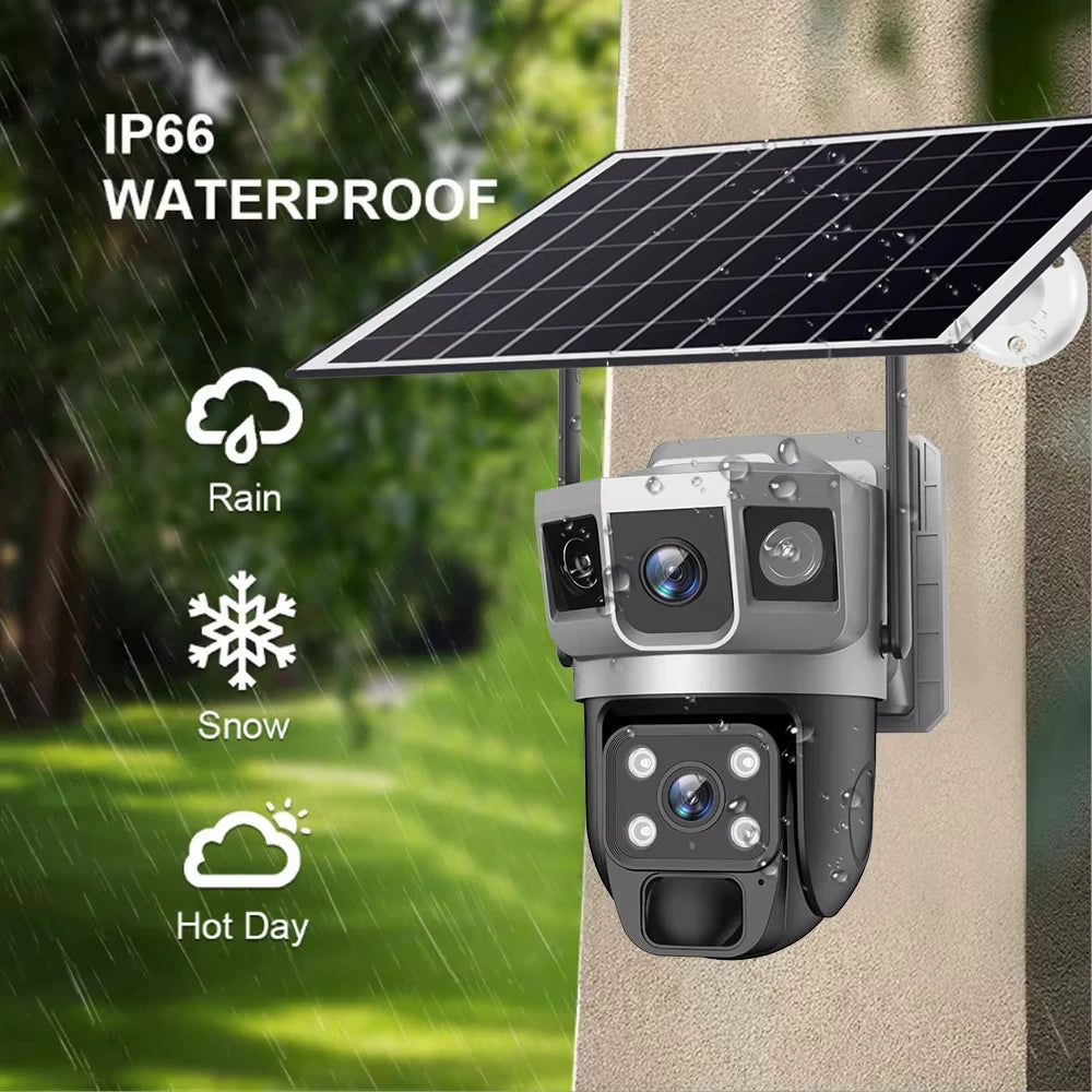 Solar PTZ Camera 12MP WiFi 10X Zoom - 3 Screens