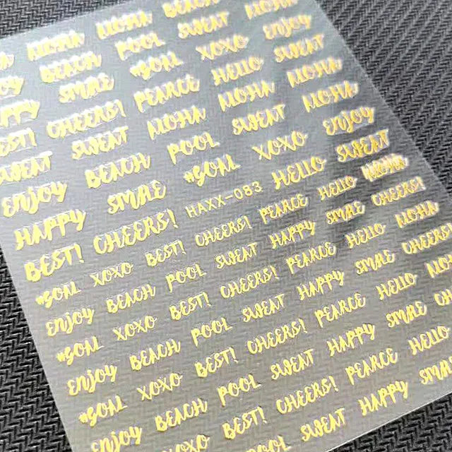 Nhãn Dán 3D Chữ Đen Trang Trí Nail ME054-062 - Daisan Mart