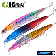 GREENSPIDER New UV 145mm/27g Floating Minnow Long Casting Hard Bait Flash Blade Wobbler Fishing Lure Sea Bass Lure