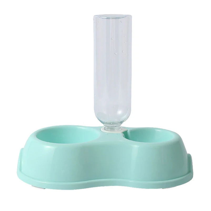 Pet Cat Bowl Automatic Feeder Water Dispenser Dog Cat Food Bowl with Drinking Raised Stand Double Dish Bowls for Cats Dogs Pet - Daisan Mart