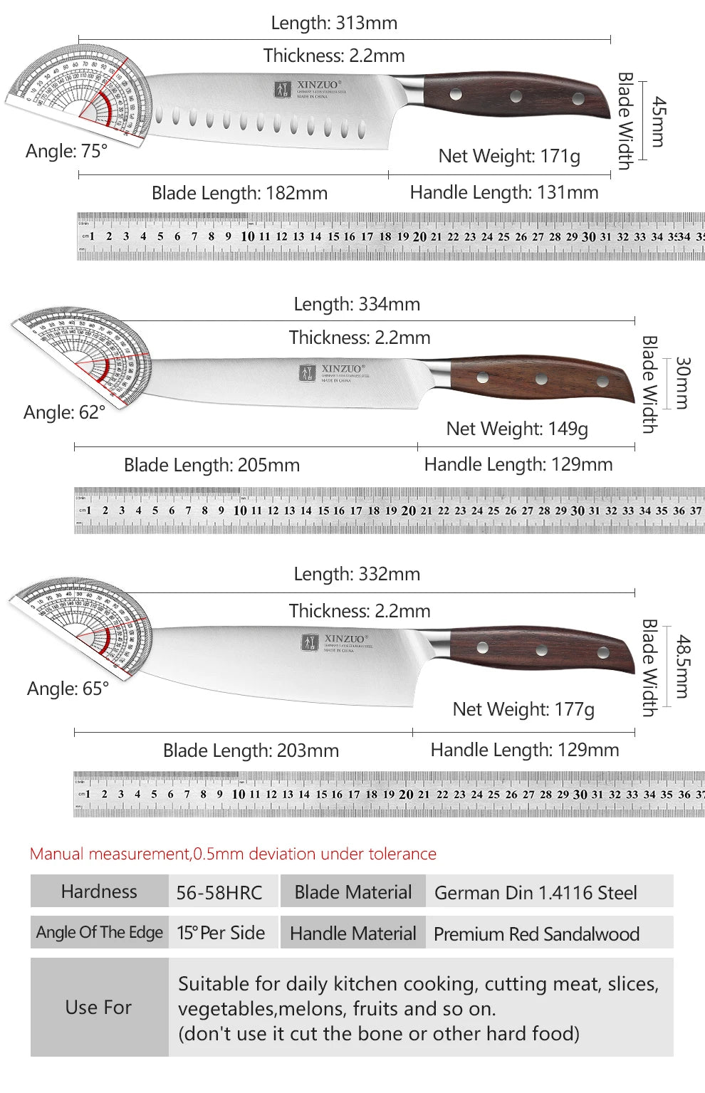 Bộ Dao XINZUO Nhà Bếp Cao Cấp - Sắc Bén & Tiện Dụng
